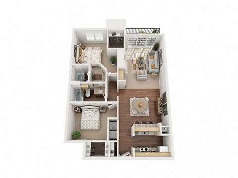Floor plan for 2 beds, 2 baths, 1094 sqft
